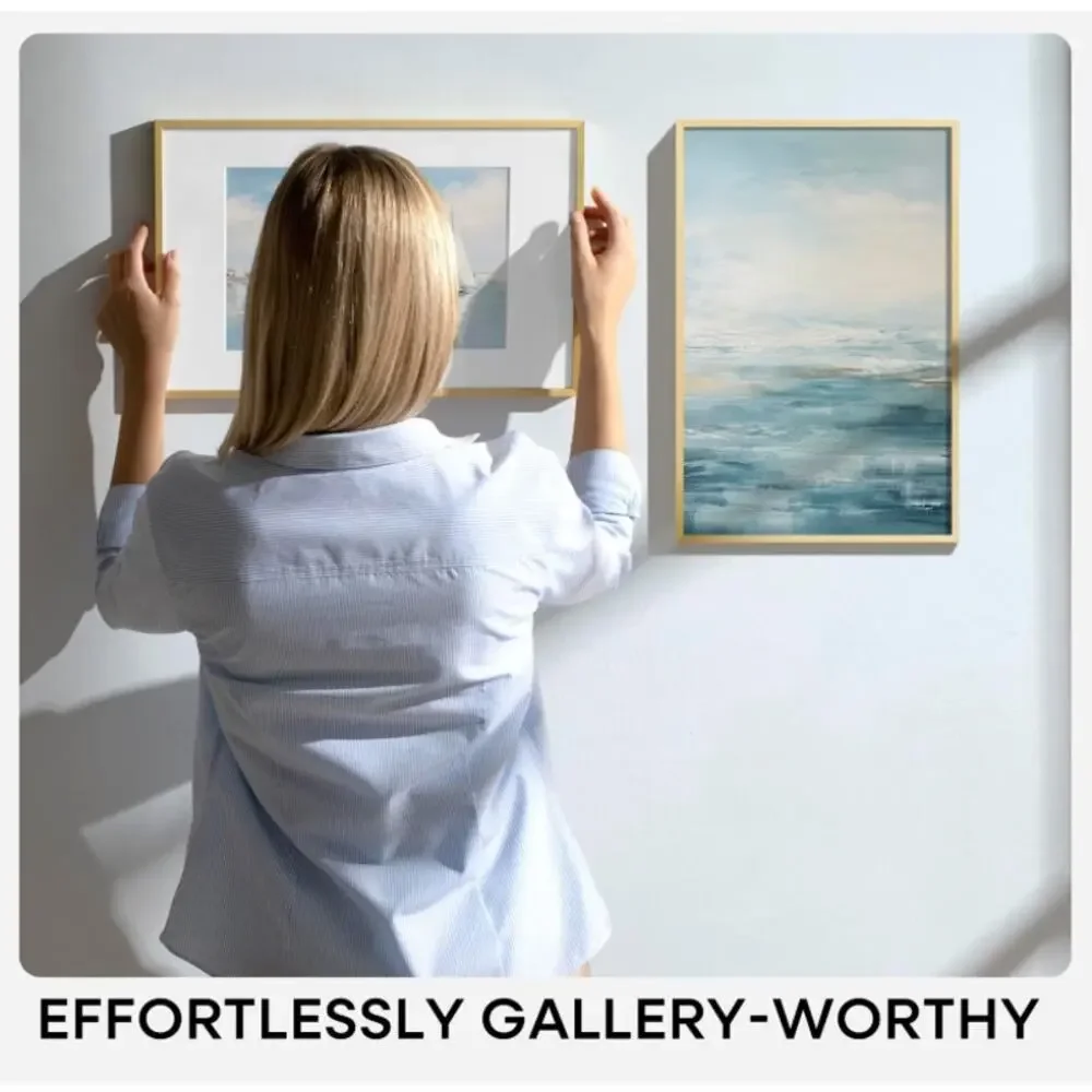 11x22 Gold Metal Picture Frame Tempered Glass Wall Display New